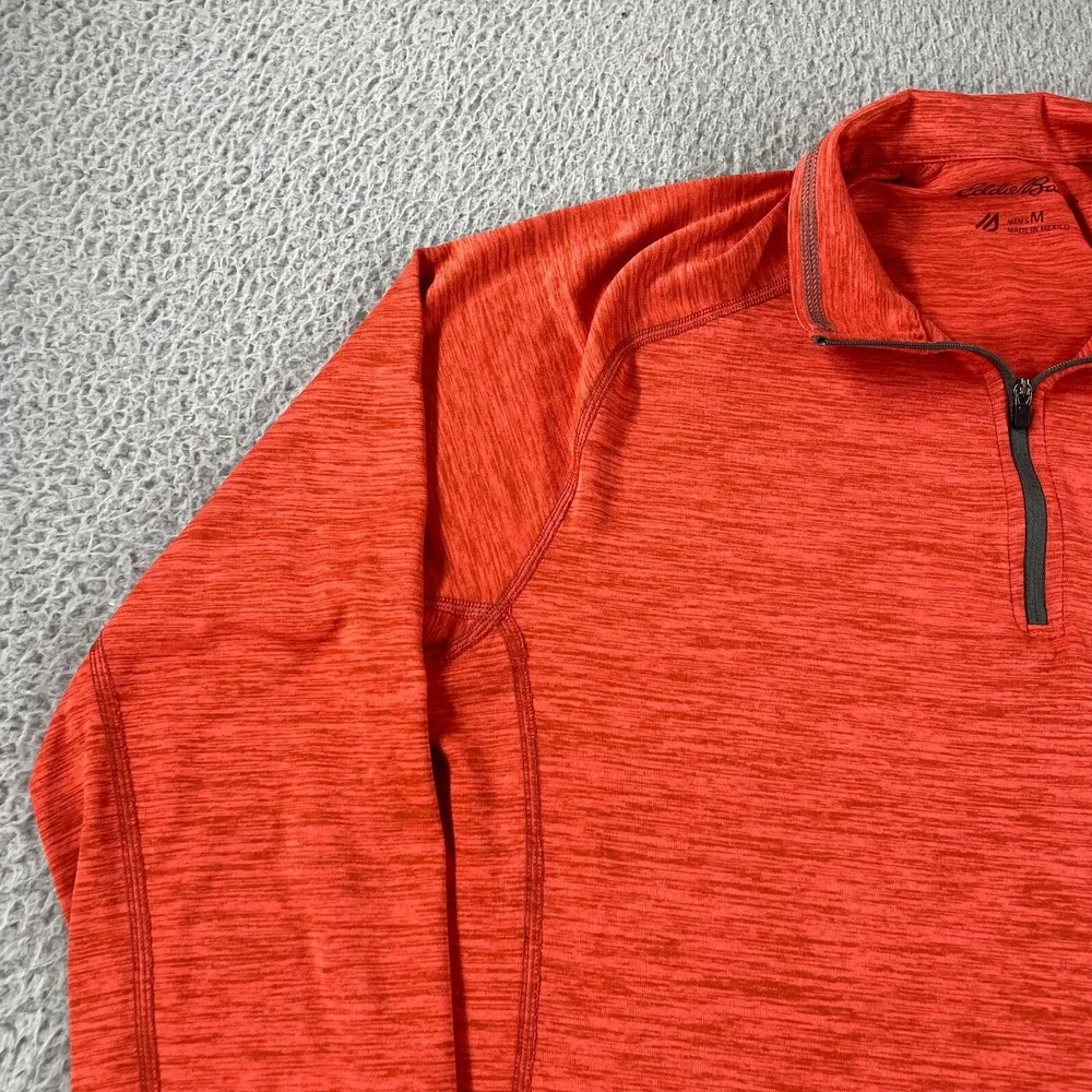 Eddie Bauer‎ Men's 1/4 Zip Pullover Sweatshirt Polyester Orange Medium FreeDry
